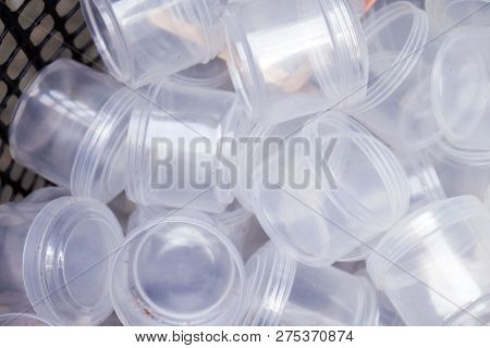 Waste Plastic Cups Many, Garbage Plastic, Plastic Glass Dirty, Plastic Waste Trash Pollution In Bin