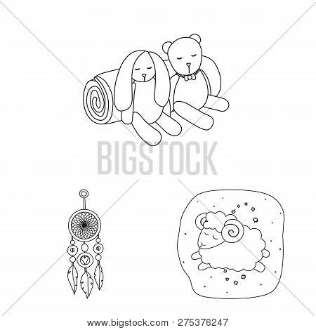 Vector Design Of Dreams And Night Logo. Set Of Dreams And Bedroom Stock Symbol For Web.