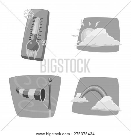 Vector Design Of Weather And Climate Icon. Set Of Weather And Cloud Vector Icon For Stock.
