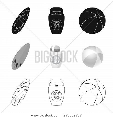 Vector Design Of Equipment And Swimming Icon. Set Of Equipment And Activity Vector Icon For Stock.