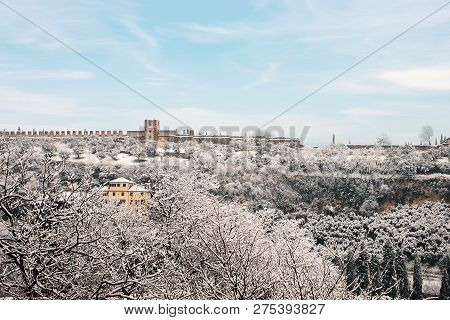 City Wall Of Verona City In Winter, Unesco World Heritage Site. Veneto, Italy, Europe