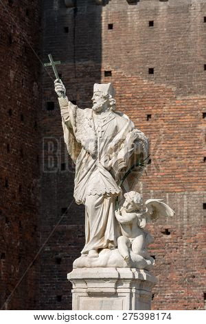 Statue Of Saint John Of Nepomuk (san Giovanni Nepomuceno), Bohemian Priest, Patron Saint Of Bohemia.