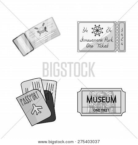 Vector Illustration Of Ticket And Movie Symbol. Set Of Ticket And Concert Stock Vector Illustration.