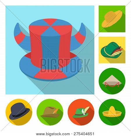 Vector Design Of Hat And Cap Sign. Set Of Hat And Model Stock Vector Illustration.