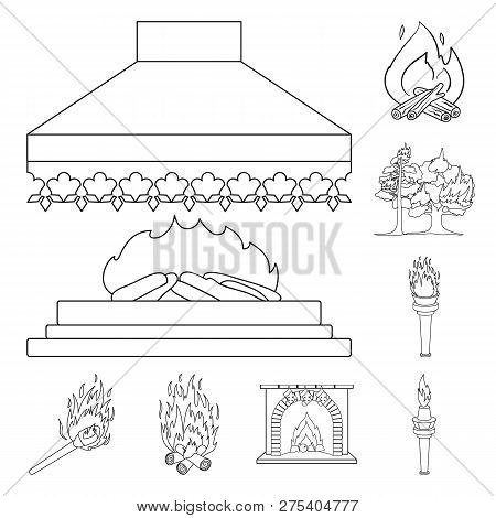 Vector Illustration Of Fire And Flame Icon. Collection Of Fire And Fireball Vector Icon For Stock.