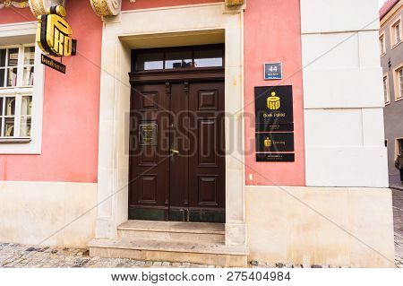 Poznan, Poland - November 12, 2018: Front Entrance To A Pko Bank Polski Bank On The Old City Square.