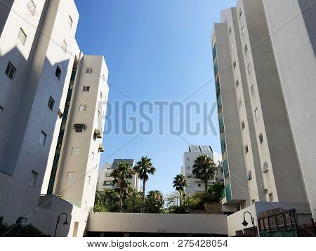 Residential Buildings And Surrounded With Green Plants In  Rishon Le Zion.