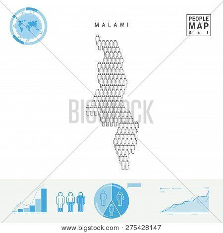 Malawi People Icon Map. People Crowd In The Shape Of A Map Of Malawi. Stylized Silhouette Of Malawi.