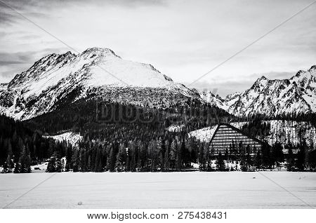 Solisko Peak And Hotel Patria In Strbske Pleso, High Tatras, Slovak Republic. Winter Mountains. Trav
