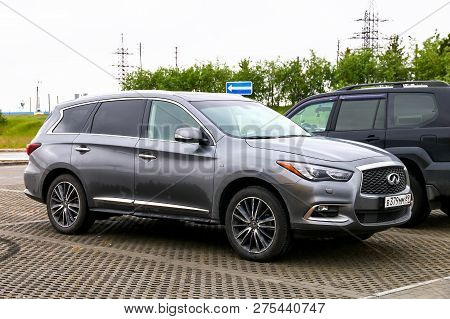 Novyy Urengoy, Russia - July 8, 2018: Motor Car Infiniti Qx60 In The City Street.