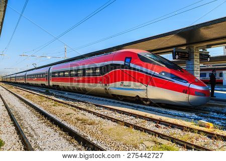 Venezia, Italy - 20 April 2018 - High Speed Train, Frecciarossa 1000 (also Known As Etr 1000) At Ven