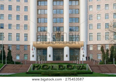 Chisinau, Moldova - April 14, 2018: Parliament Of The Republic Of Moldova In Chisinau, Moldova