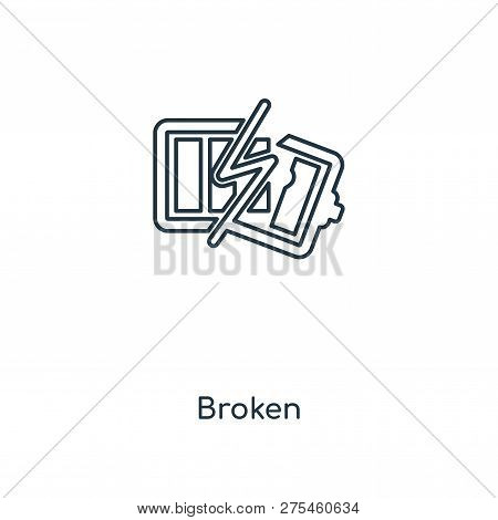 Broken Icon In Trendy Design Style. Broken Icon Isolated On White Background. Broken Vector Icon Sim