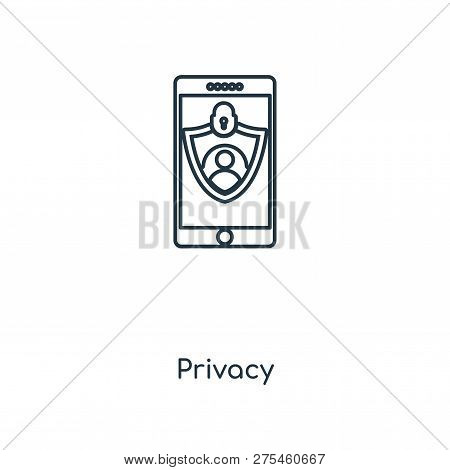 Privacy Icon In Trendy Design Style. Privacy Icon Isolated On White Background. Privacy Vector Icon 
