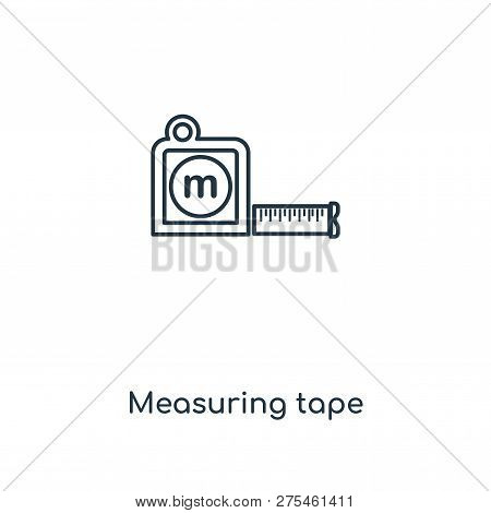 Measuring Tape Icon In Trendy Design Style. Measuring Tape Icon Isolated On White Background. Measur