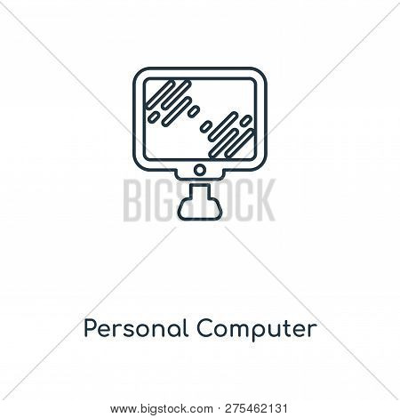Personal Computer Icon In Trendy Design Style. Personal Computer Icon Isolated On White Background. 