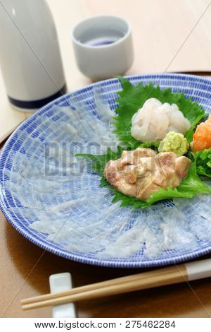 sashimi of kawahagi( thread-sail filefish ),  japanese cusine
