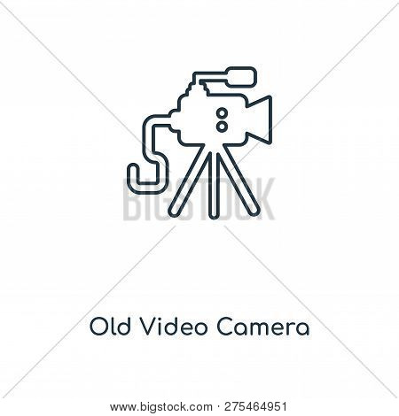 Old Video Camera Icon In Trendy Design Style. Old Video Camera Icon Isolated On White Background. Ol