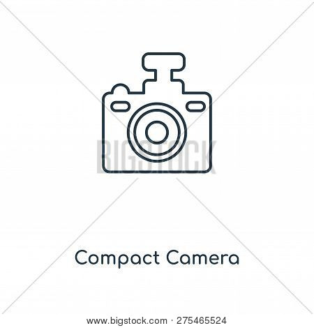 Compact Camera Icon In Trendy Design Style. Compact Camera Icon Isolated On White Background. Compac