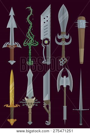 Melee Weapon Set For Computer Games Vector