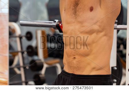 Close-up Torso Of Male Athlete At Gym