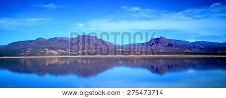 Mountain And Reflections Of Mountain In Roosevelt Lake Central Arizona