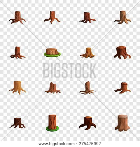 Stump Tree Icon Set. Cartoon Set Of Stump Tree Vector Icons For Web Design