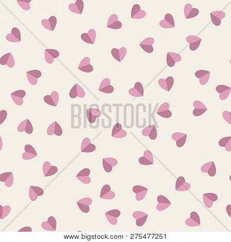 Holiday Background Seamless Pattern With Cute Pink Hearts. Vector Illustration.
