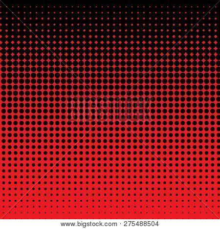 Halftone Red And Black Dot Background, Good For Print
