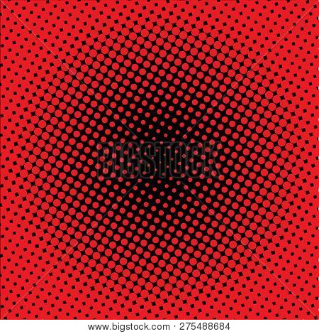 Halftone Red And Black Dot Background, Good For Print