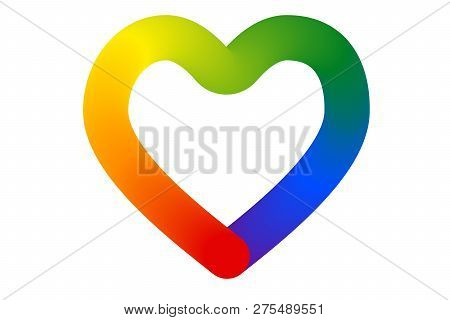 3d Contour Heart Shape In Lgbt (lesbian, Gay, Bisexual, Transgender) Rainbow Flag Vibrant Colorful C