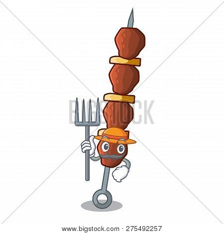Farmer Chickin Shish With Sticks A Cartoon