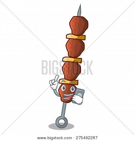 With Phone Chickin Shish With Sticks A Cartoon