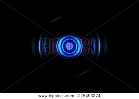 Abstract Blue Circle Effect With Sound Waves Oscillating, Technology Background