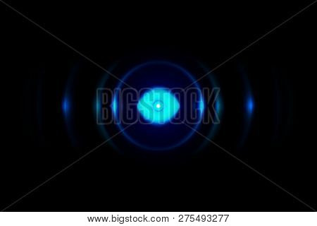 Abstract Dark Blue Ring With Sound Waves Oscillating, Technology Background