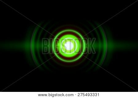 Abstract Green Ring With Sound Waves Oscillating, Technology Background