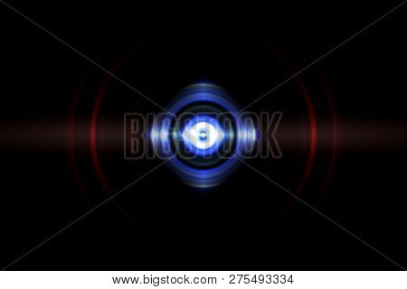 Abstract Light Blue Circle With Red Sound Waves Oscillating, Technology Background