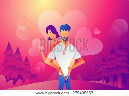Velentine Card Template With Love Couple Illustration