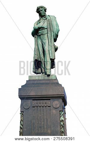 Pushkin Monument In Moscow On A White Background