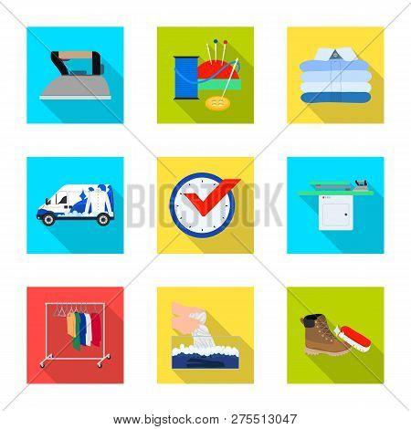 Vector Design Of Laundry And Clean Icon. Set Of Laundry And Clothes Vector Icon For Stock.