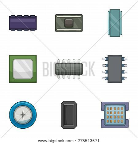 Firmware Of The Chip Icons Set. Cartoon Set Of 9 Firmware Of The Chip Icons For Web Isolated On Whit