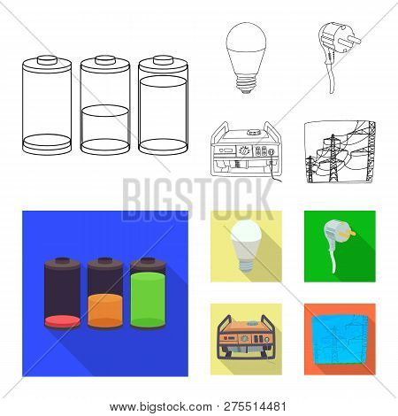 Vector Illustration Of Electricity And Electric Icon. Set Of Electricity And Energy Stock Vector Ill