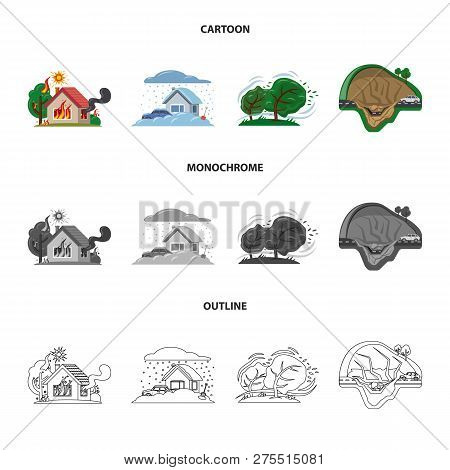 Vector Illustration Of Natural And Disaster Symbol. Collection Of Natural And Risk Stock Vector Illu