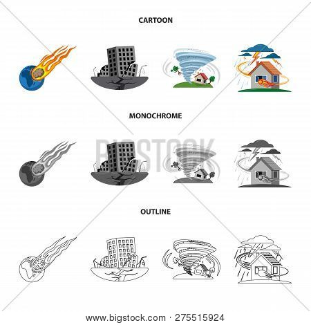 Vector Design Of Natural And Disaster Icon. Set Of Natural And Risk Vector Icon For Stock.