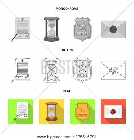 Vector Design Of Law And Lawyer Logo. Set Of Law And Justice Stock Vector Illustration.