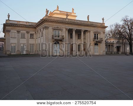 Historical Palace On The Isle In Baths Park In Warsaw European Capital City Of Poland With Clear Blu