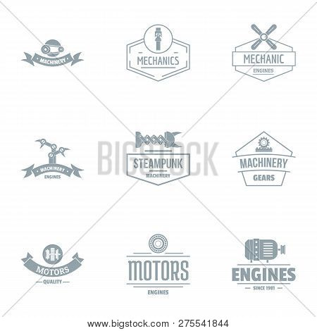 Mech Logo Set. Simple Set Of 9 Mech Logo For Web Isolated On White Background