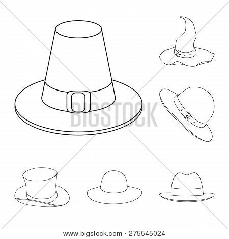 Isolated Object Of Hat And Cap Symbol. Set Of Hat And Model Vector Icon For Stock.