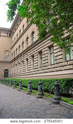 Main Building Of The Saeima - Parliament Of The Republic Of Latvia In Riga Old City At Corner Of Jek