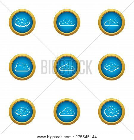 Heavenly Cloud Icons Set. Flat Set Of 9 Heavenly Cloud Icons For Web Isolated On White Background